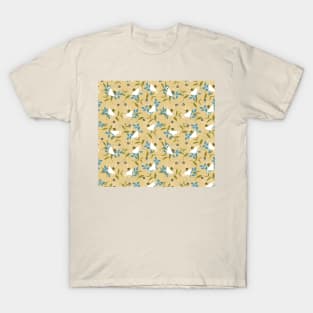 Blue and Yellow Tea Cup Pattern T-Shirt